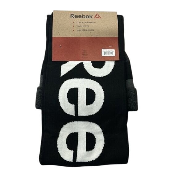 Reebok Cold Weather Beanie & Scarf Set Black Warm Lining‎ 100% Acrylic Yarn OS - Picture 3 of 9